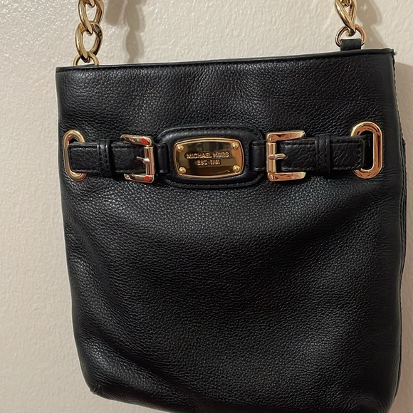 MICHAEL KORS Hamilton Pebble Leather Crossbody Shoulder Bag Purse Black - Picture 3 of 8